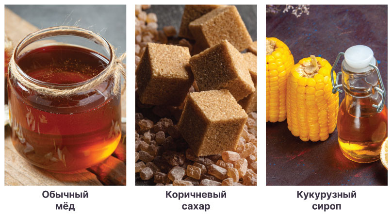 Аналоги мелассы Мед, сахар и кукурузный сироп